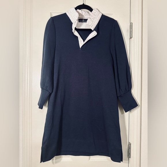 ♦️ Tuckernuck Pomander Place Navy Charlotte Terry Dress Size Small - Picture 3 of 11